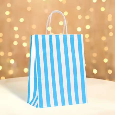 Craft package, blue, "stripes", 27 x 21 x 11 cm
