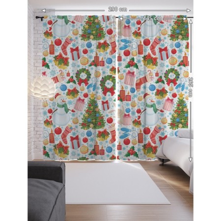 Photostes "New Year's snowmen", Saten, size 145x265 cm, 2 pcs