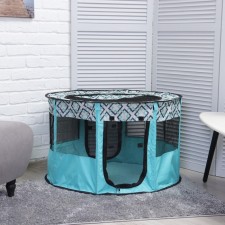 An animal aviary, a tent with a pattern, round, 90 x 55 cm, blue