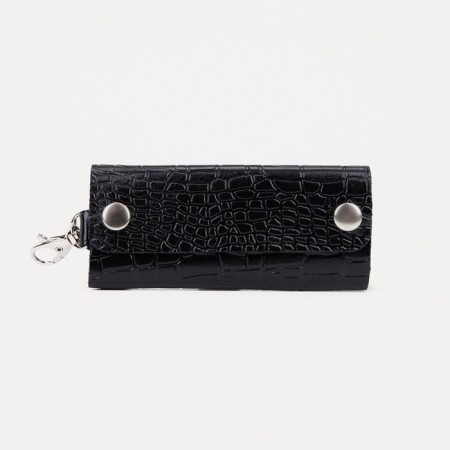 Key of buttons, length 12 cm, 7 carabiners, black color