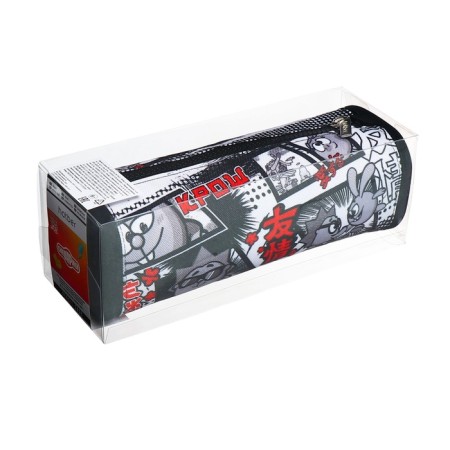 Penal soft, 1 compartment, quadro, 70 x 200 mm, Hatber "Smeshariki" silicone+tkekstil, black/white npn_722262-4