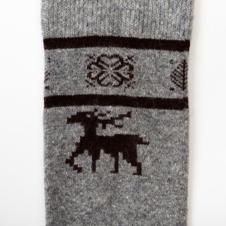Women's stockings from Mongolian wool with a pattern, gray color, size 23-25-1