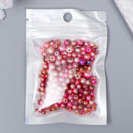 Beads for creativity plastic "Round. Gradient. Rosalka Pink" D = 3-8mm, set 10 grams-2