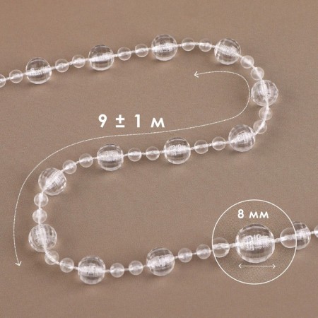 Beads on threads, 8 mm, 9 ± 1 m, the color is transparent