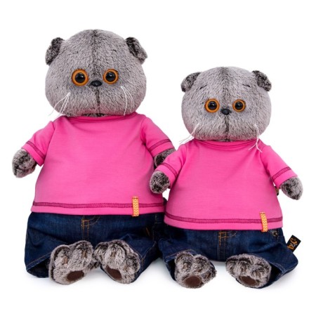 Soft toy "Basik in jeans and raspberry t -shirt", 25 cm-7