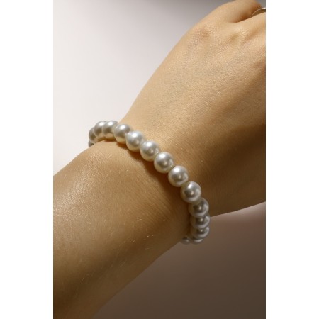 Set 3 objects: earrings, beads, bracelet, white color, 45 cm-2