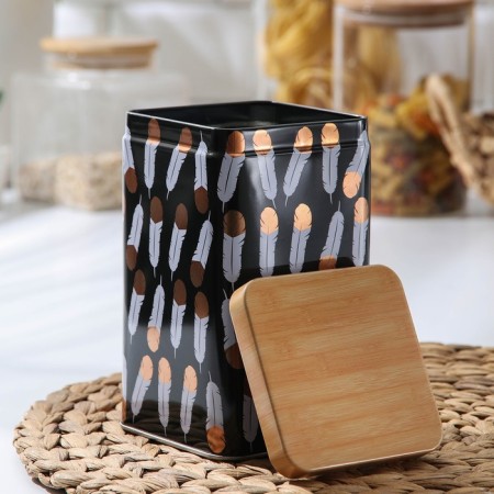 Bank for bulk products "Pen", 9 × 9 × 15 cm, black color-1
