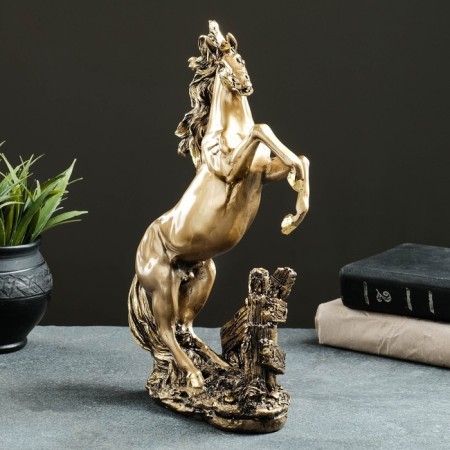 Figure "Horse on Stone" 20x10x30 cm, bronze with gilding-1