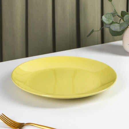 Board ceramic dining share "pastel", d = 27 cm, yellow color-1