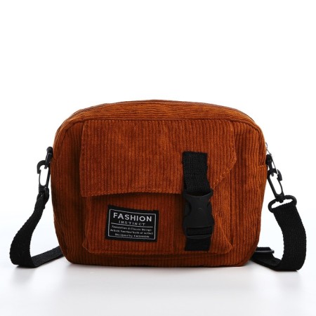 Youth bag with zipper, 1 outer pocket, brown color-3
