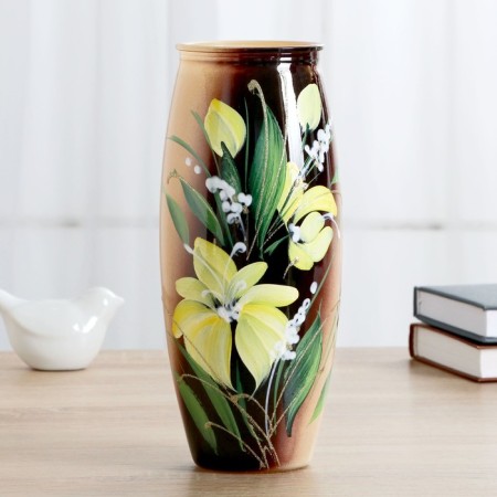 Lilia vase with painting on painted glass, D-7cm 10x23 cm-2