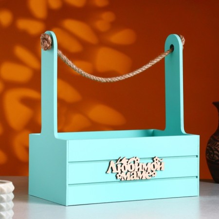 Box - wooden Kashpo 25x15x30 "Beloved Mom" ​​Mint