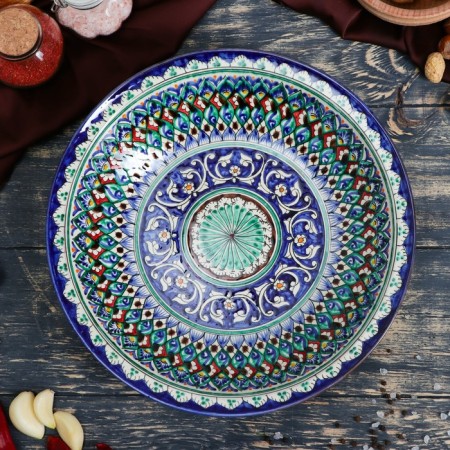 Suditsa Rishtan ceramics "Patterns", 27 cm, blue-1