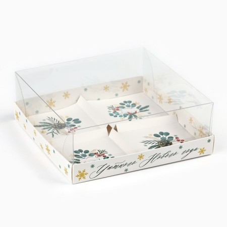 Box for Musser cakes "Cozy New Year", 17.8 x 17.8 x 6.5 cm, New Year