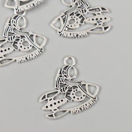 Decor metal for creativity "Cosmonaut on the rocket - went!" 2.3x2.5 cm