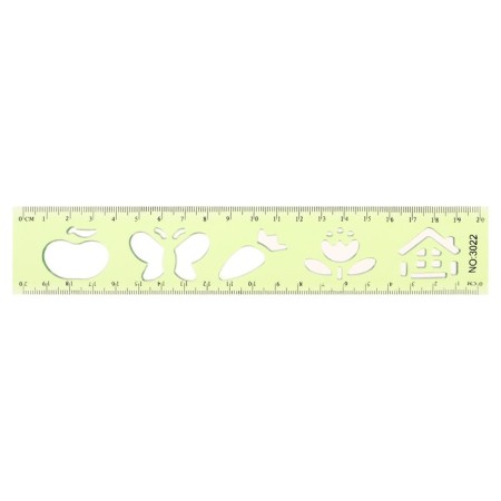 The ruler is flexible, plastic 20 cm, with stencils, mix-8