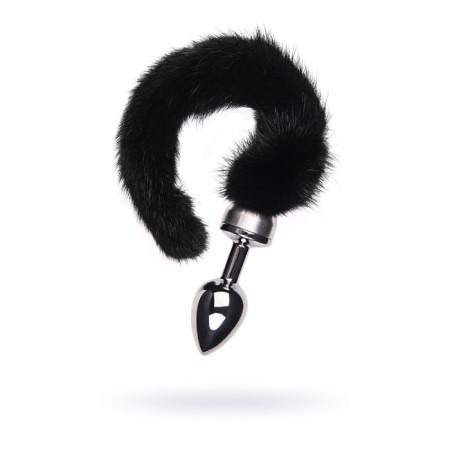 Anal plug Metal by Toyfa, silver, with a black tail, 32 cm, d = 2.9 cm