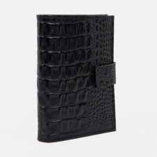 Male purse on 3 in 1 button for auto documents and passports, for cards, for coins, black color