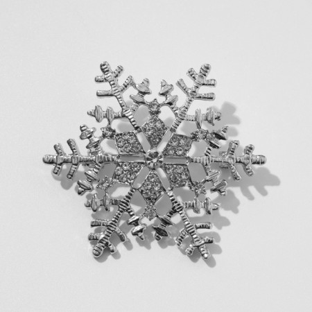 Brooch New Year's "Snowflake" with the core, make a desire, white color in silver-3