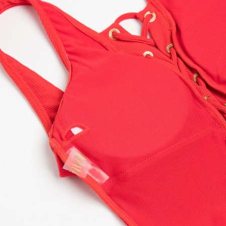 Swimsuit female mere minaku monophonic, red color, size 42-8