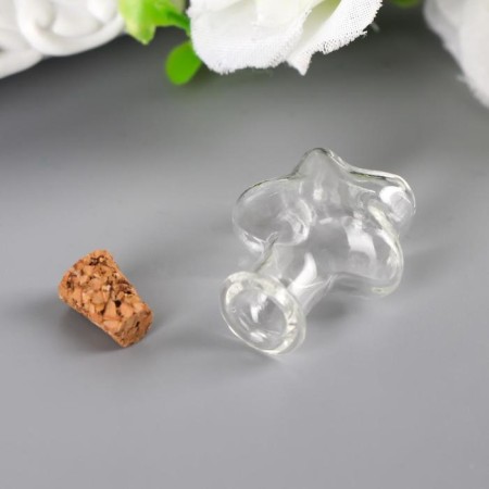 Decor for creativity Glass "A bottle with a cork - star" 2.5x2x0.7 cm-2