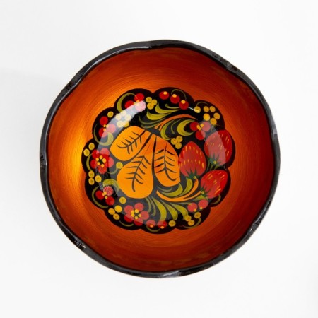 Salad bowl, carved, 15-16 × 7 cm, Khokhloma-1