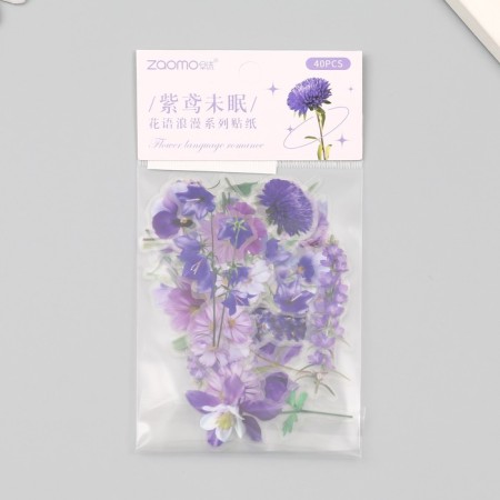 Plastic stickers "Spring flowers. Lilac" set 40 pcs 15x8 cm-4