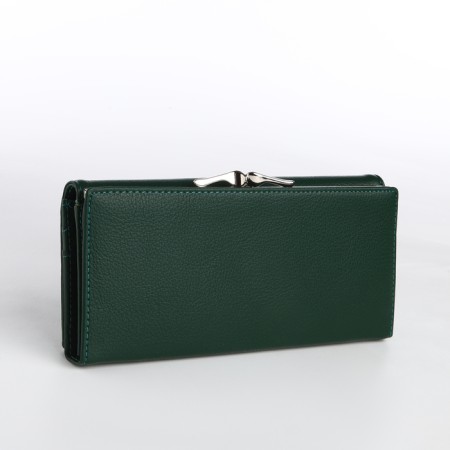 Women's wallet on a magnet, the color is dark green-1