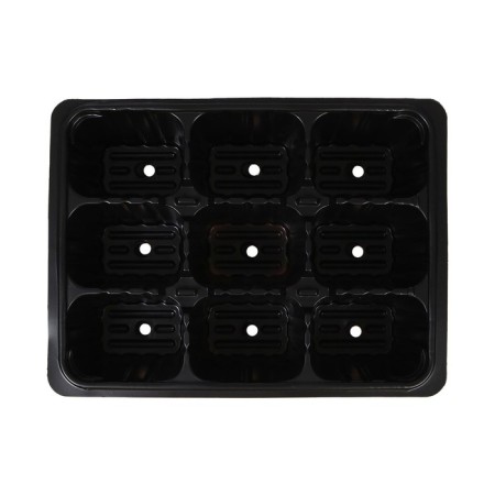 Cassette for seedlings, 9 cells, 80 ml, plastic, black, 18 × 13 × 6 cm, Greengo-2