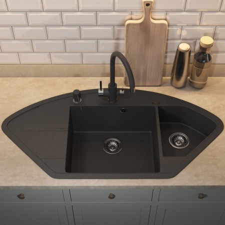 Quartz-quartz kitchen up-up-quartz UPD-06, angular two-section, color 04 black-1