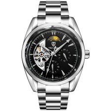 Men's masculine watch, D-4.2 cm, with a chronograph, 3 atm, luminous, black