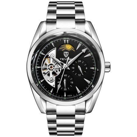 Men's masculine watch, D-4.2 cm, with a chronograph, 3 atm, luminous, black