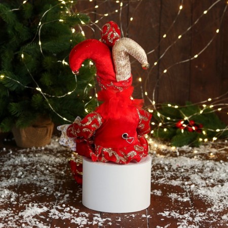 New Year's Jester "In an elegant suit" Music moves his head, 46 cm, red-3