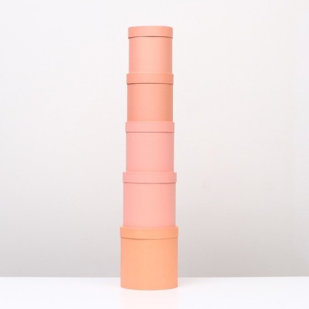 Set of round boxes 5 in 1 "paints", peach, 25 x 25 x 25 - 19 x 19 x 19 cm-8