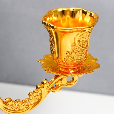 Summary Metal for 3 candles "Vine vine" gold 22x7.5x25 cm-4