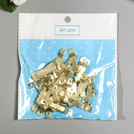 Tough suspension for paintings, photo frames metal (set 40 pcs) gold 4x0.5 cm-4