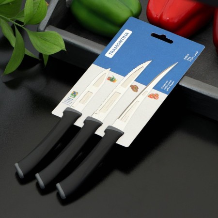 Set of kitchen knives Tramontina Felice, 3 pcs, black color-3