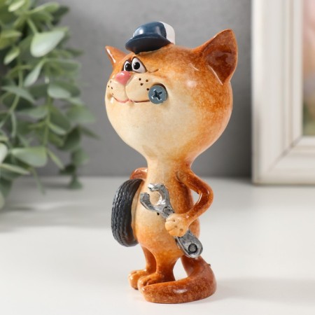 Souvenir Polystone Lak "Cat Tire Monker" 8x5.8x12.8 cm-3