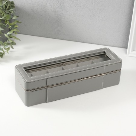The casket to the leatherette to the clock 6 "gray" branches 9.5x30.5x8 cm-4