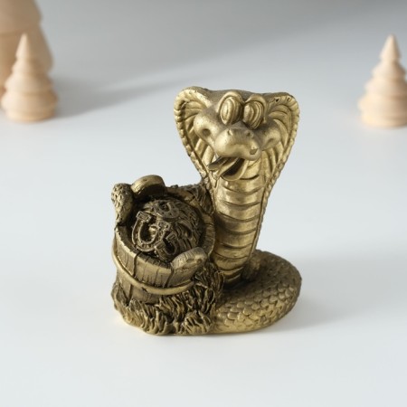 Piglite Polystone "Snake with a tub" Bronze 7x6x10 cm-4