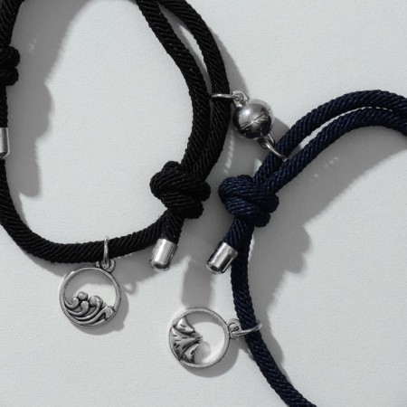 Bracelets "Demetrons" on a magnet, waves, black-blue color, 7 cm-2
