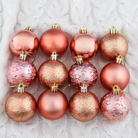 Set of balls plastic D-5 cm, 16 pcs "Star Night" golden pink