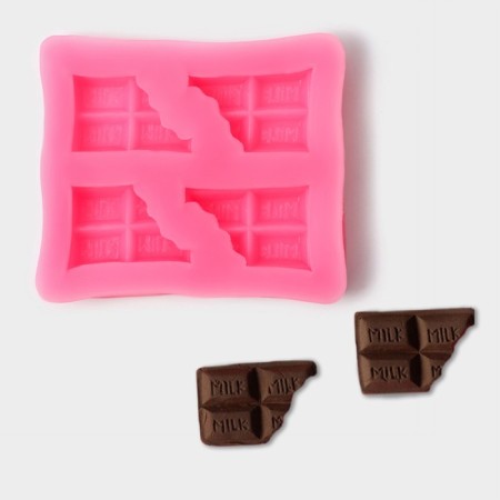 Mold "Chocolate Tiles", silicone, 6.9 × 6 cm, pink color