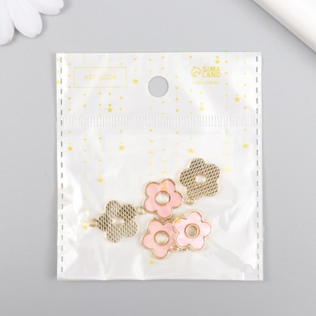 Decor for creativity metal, acrylic "pink flower" gold 0.2x1.6x1.7 cm-3