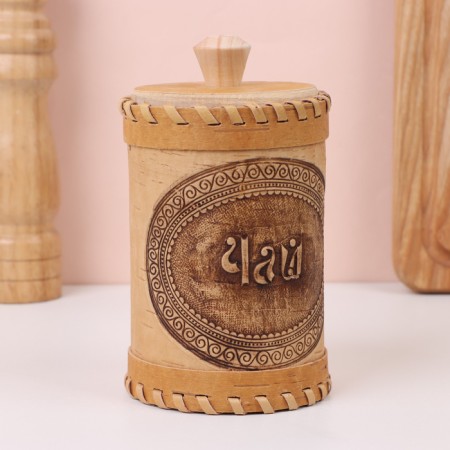TUES "Tea", with embossing, 8.5 × 8.5 × 12 cm, birch bark-4