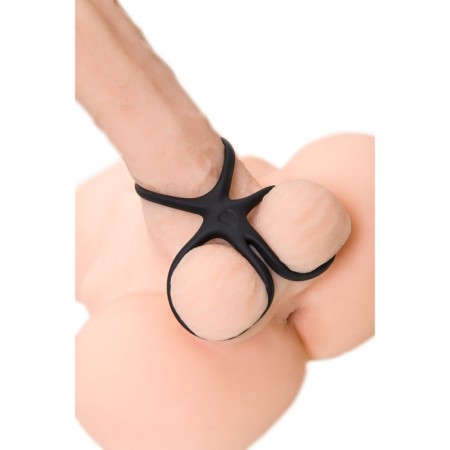 Triple Ring on the A-Toys Kraken penis, silicone, black color, 10 cm-6