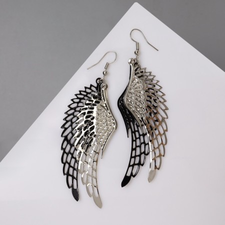 Hanging earrings "Angel's Wings", color mix, 9 cm-2