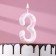 Candle in the “White Marble” cake, the number “3”, giant, 9 cm