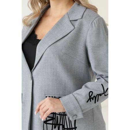 Female costume: jacket, trousers, size 48, gray color-12