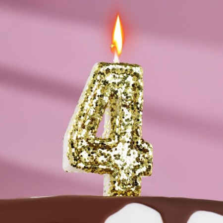 Candle in the cake "Squeezes", number "4", gold, 6.5x4